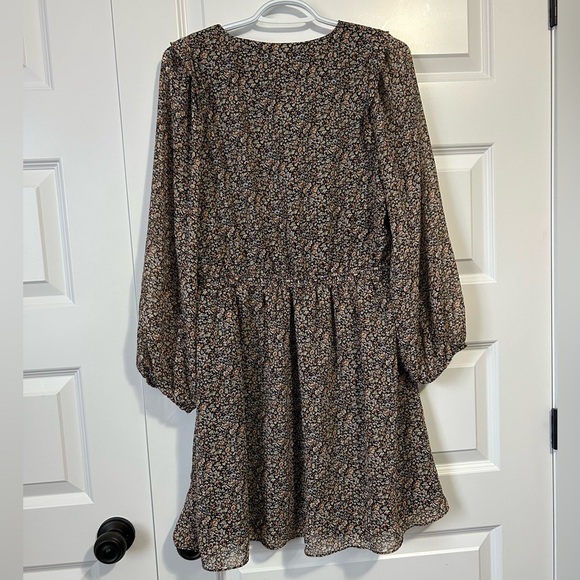 Madewell Black Floral Dress with Flutter Shoulder and Elastic Waist Boho - Picture 7 of 10